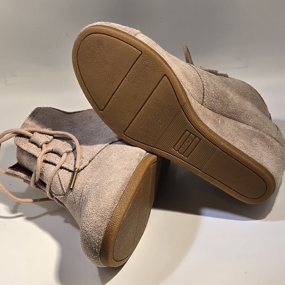 Toms Women's Kala Suede Ankle Boots Lace-Up Wedge Booties Desert Tan Size US 7 - Picture 15 of 16